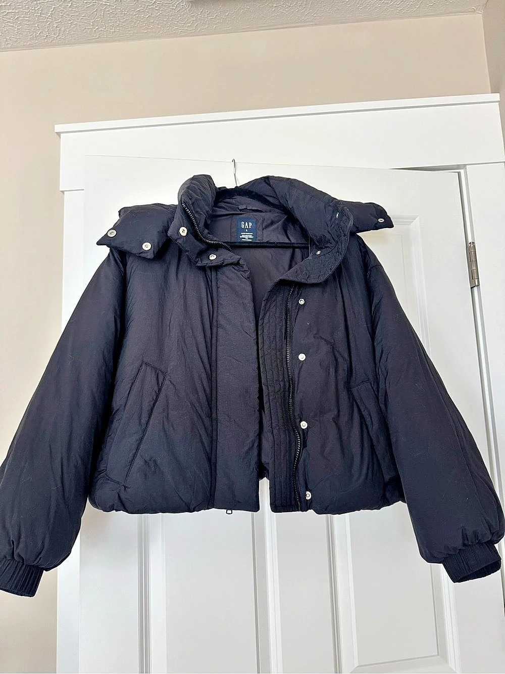 GAP 100% Recycled PrimaLoft Puffer Jacket Black Size Large